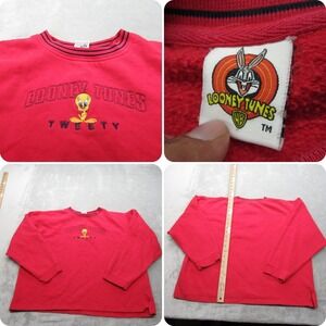 Looney Tunes Tweety Bird Sweatshirt Womens XL Red‎ Graphic Crew Neck VTG 2001